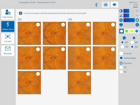 Eyesi Indirect ROP simulator, retina recognition challenge task in course D1 - choosing the correct image